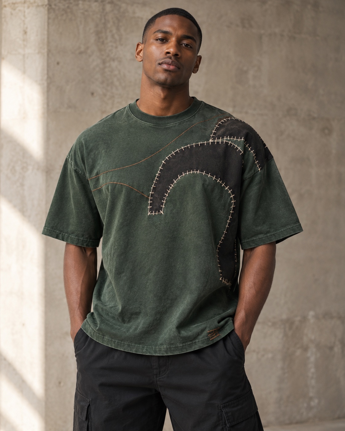 Appliqué Embroidery T-Shirt — original AI-generated design concept