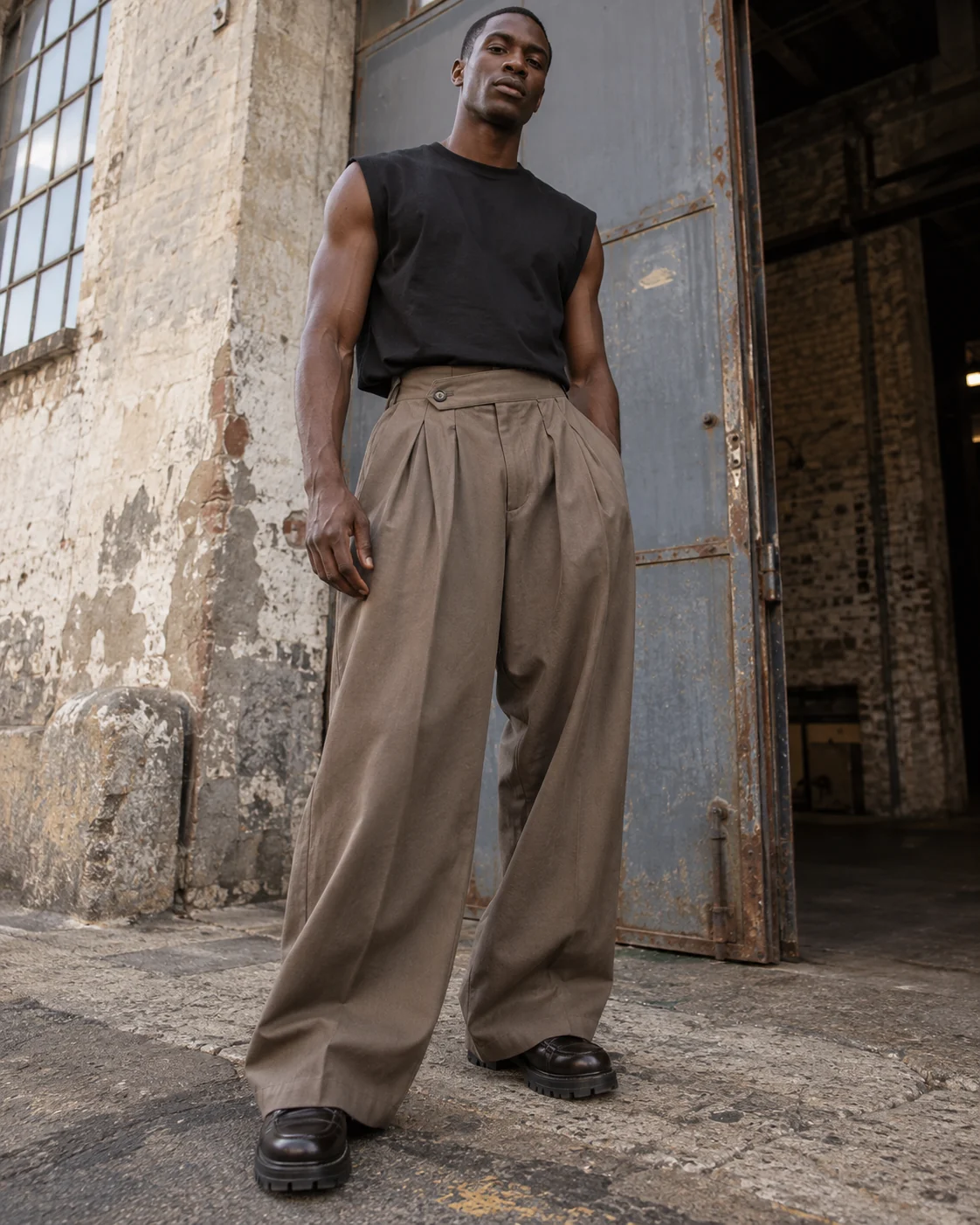 Pleated Wide-Leg Trousers — AI-generated custom streetwear concept