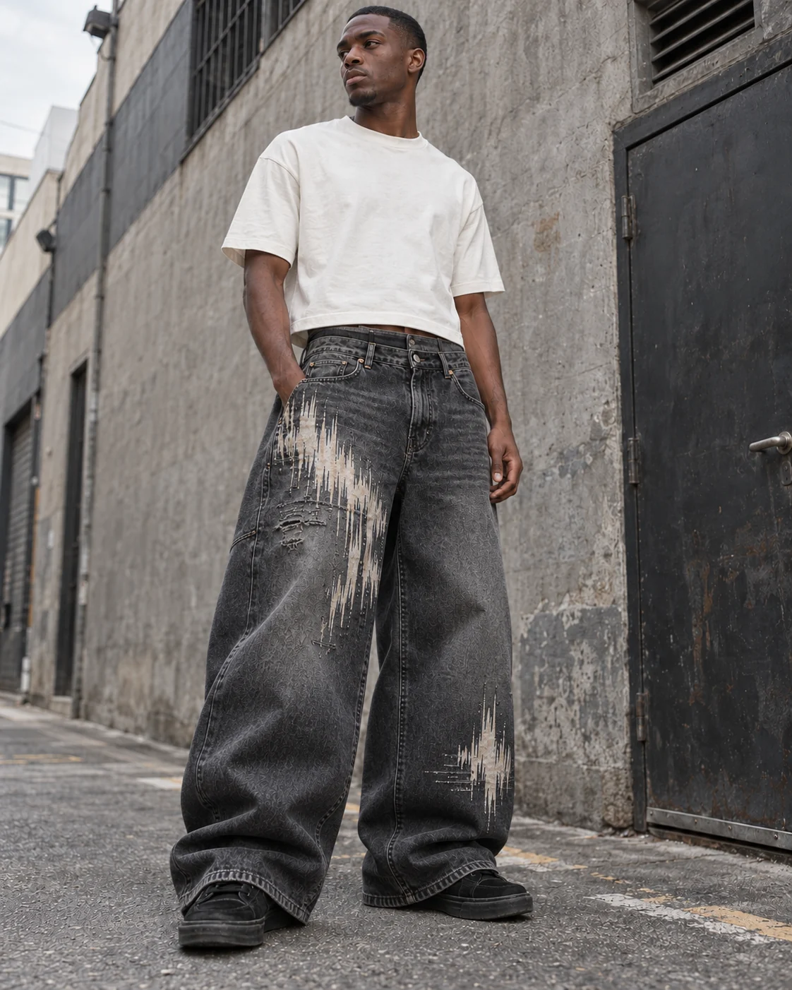 Vintage-Wash Graphic Jeans — AI-generated custom streetwear concept